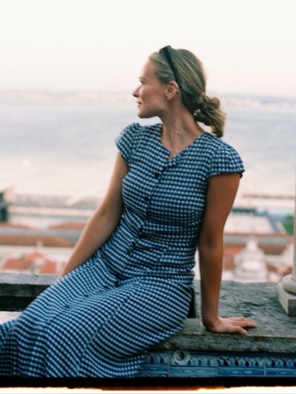 Reformation Fauna Blue Plaid Gingham Button Front Midi Dress Size 0